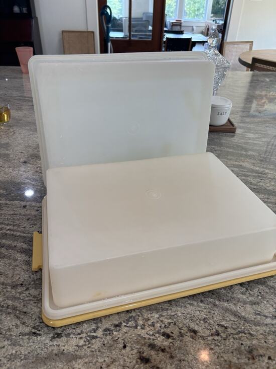Tupperware Other - Vintage Tupperware Cake Keeper Harvest Gold Base 2 Covers 14.5” x 10.5”